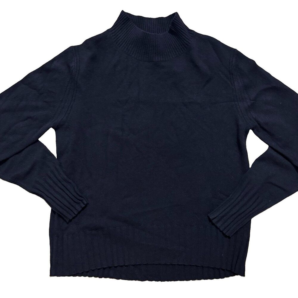 J. Crew Cashmere Sweater Women’s Small Black Mock Neck Rib Knit Soft Cozy NWT